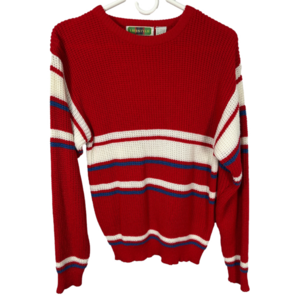 Vintage Red Striped Knit Sweater‎ Medium
